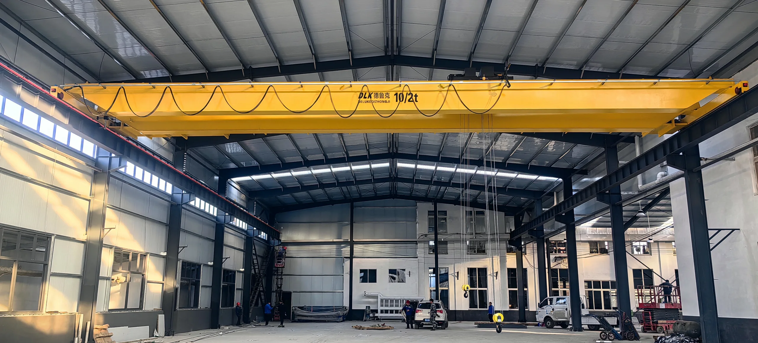 Overhead crane in a manufacturing workshop